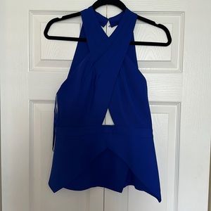 BCBGMAXAZRIA Blue Open Back Top